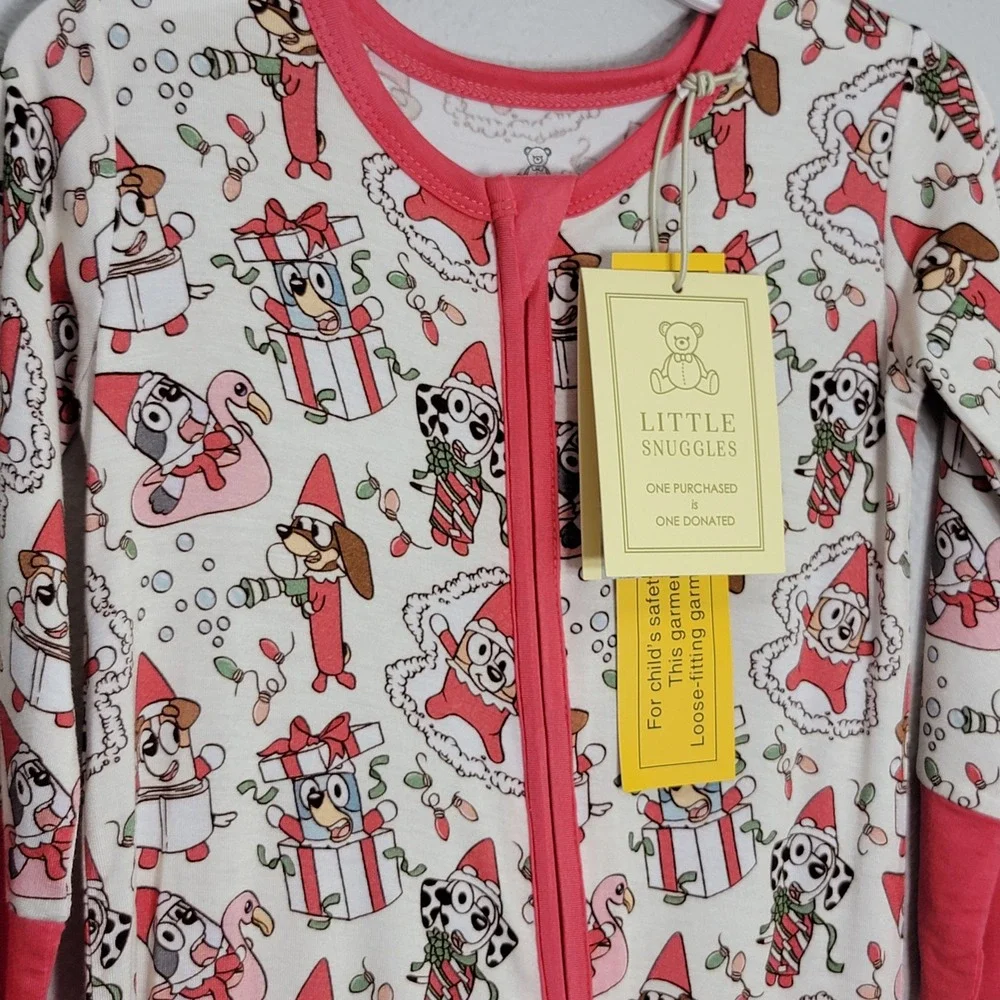 Little‎ Snuggles Bamboo Christmas Dog Elf Zipper Pajamas Romper 18-24M NWT